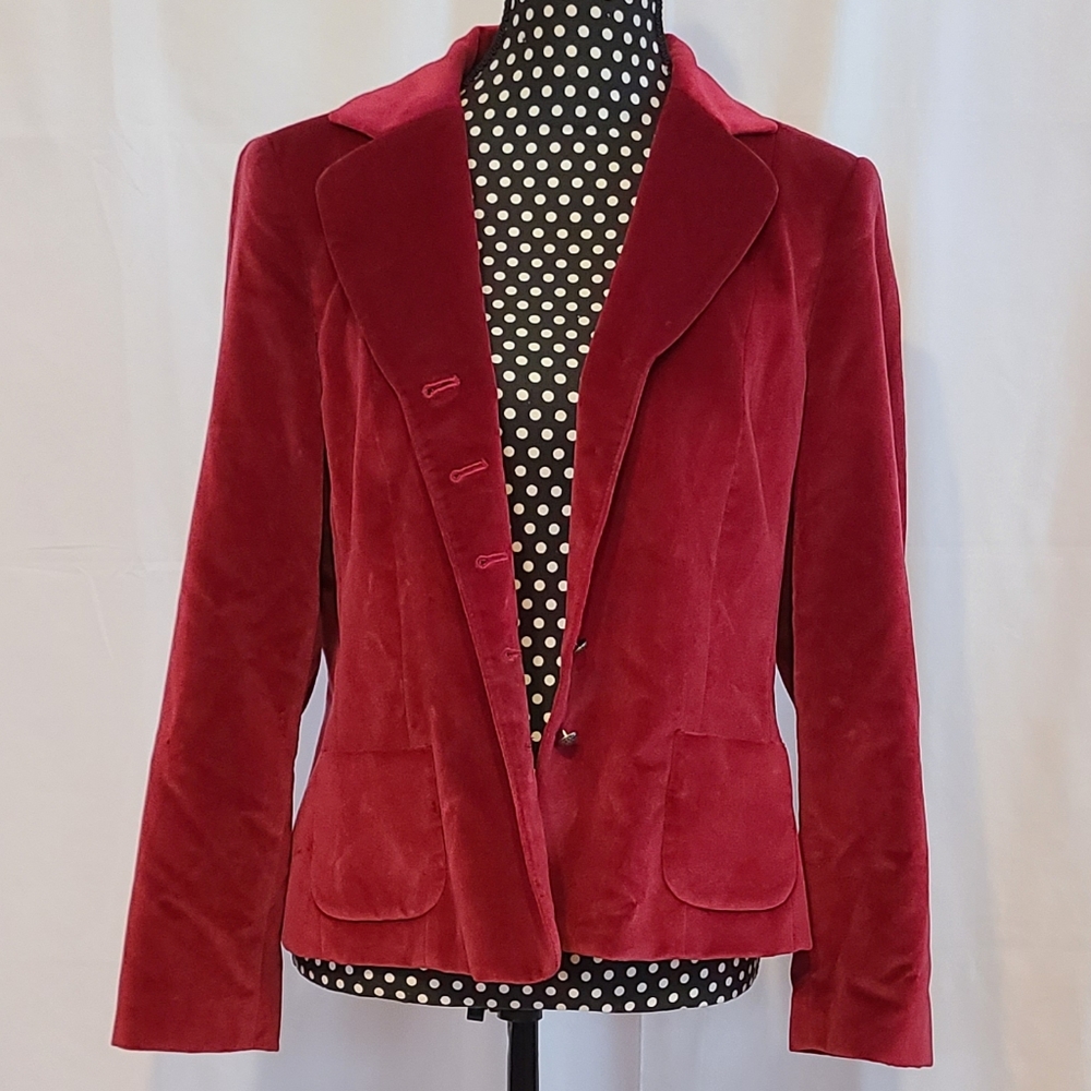 Talbot Petites Burgundy Velvet Looking Jacket